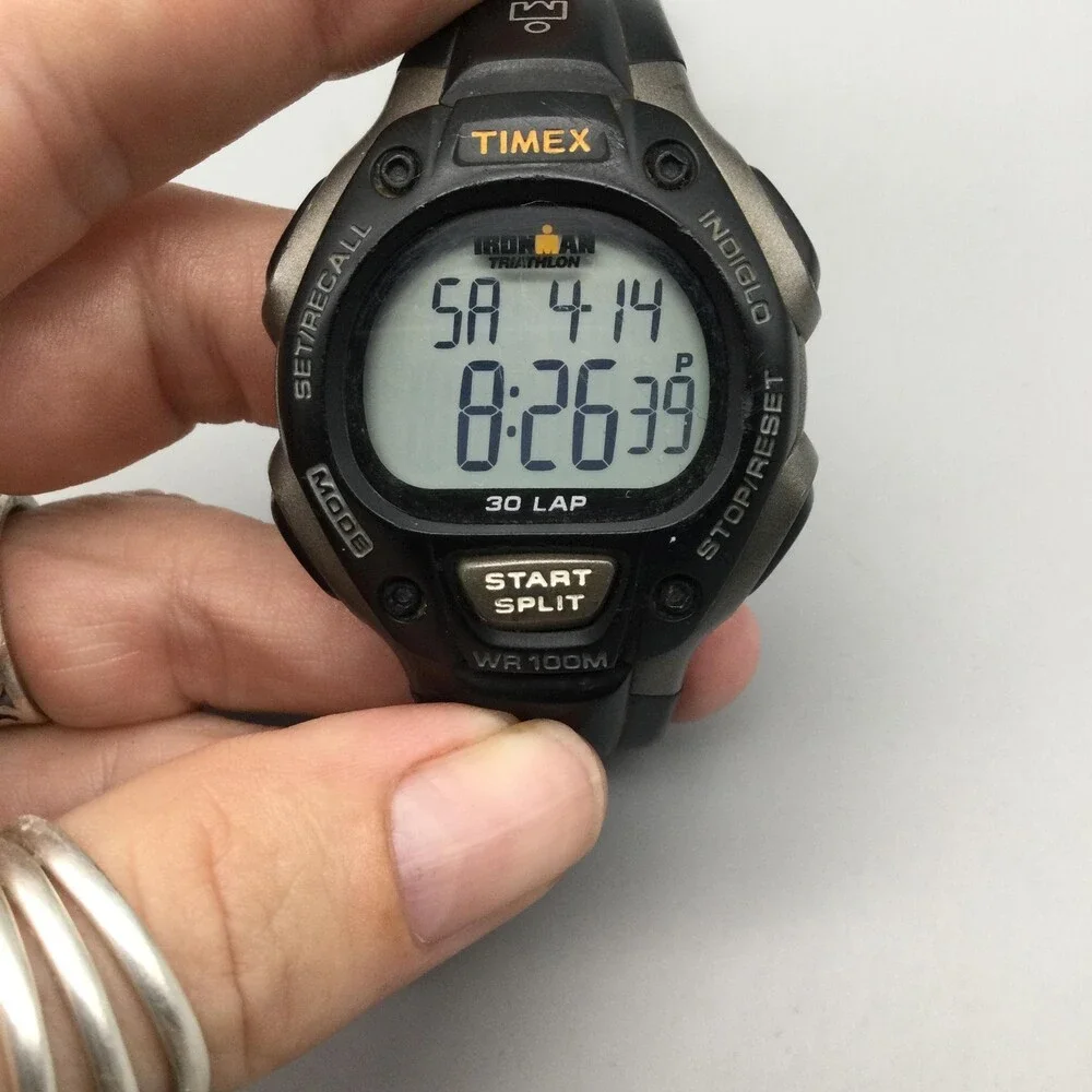 Timex Ironman Triathlon 30 Lap Mens Watch 38mm Black Gray 30Lap New Battery